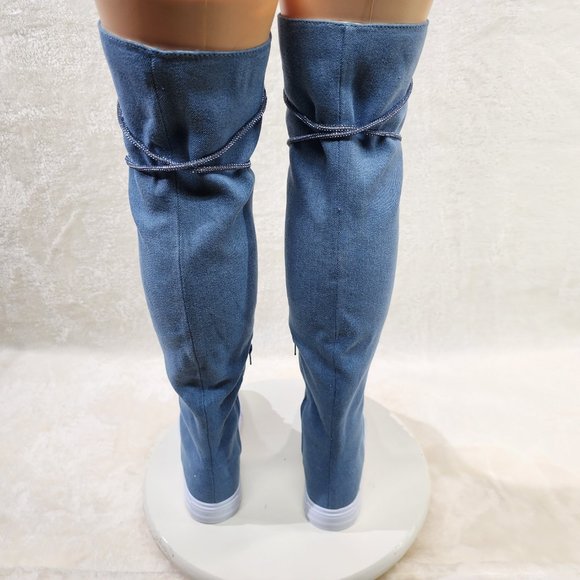 Knee High Canvas Sneakers with Rhinestone Laces - Picture 10 of 11